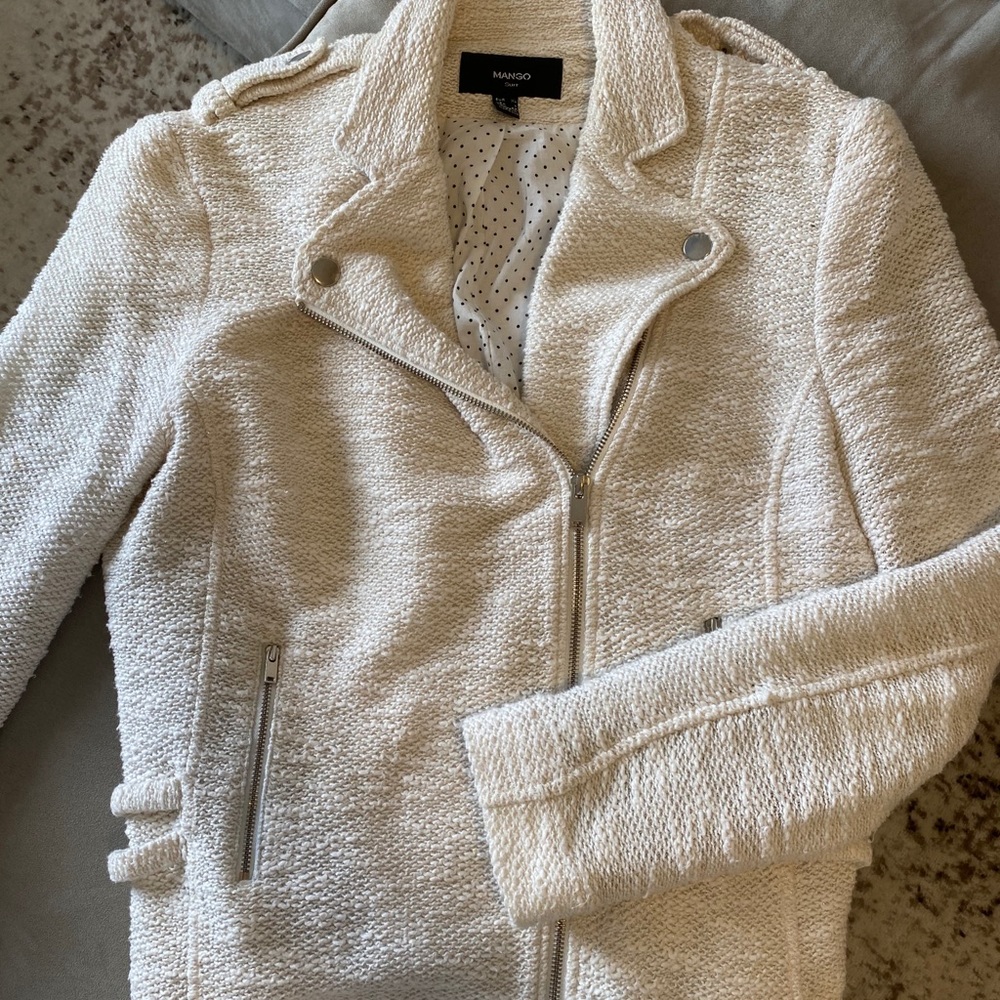 MANGO Tweed Moto Jacket